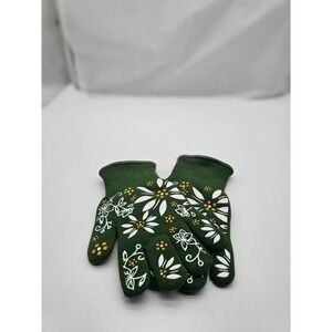 Temptations by Tara Heat Resistant Oven Gloves Green White Flowers Baking